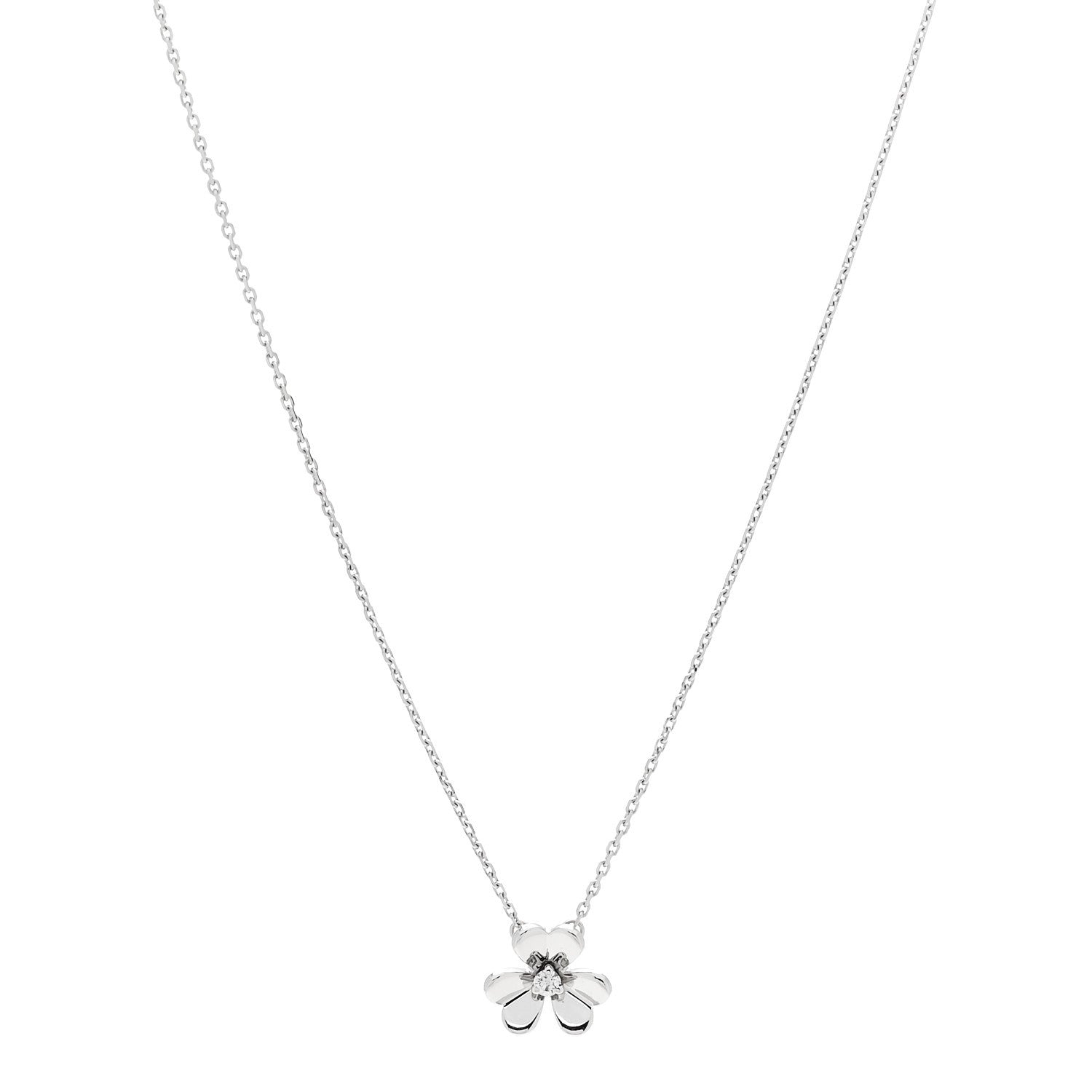 Van Cleef & Arpels 18K White Gold Diamond Mini Frivole Pendant Necklace 1 of 6