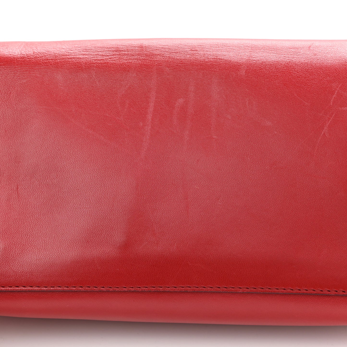 Lambskin Medium Elle Chain Clutch Red