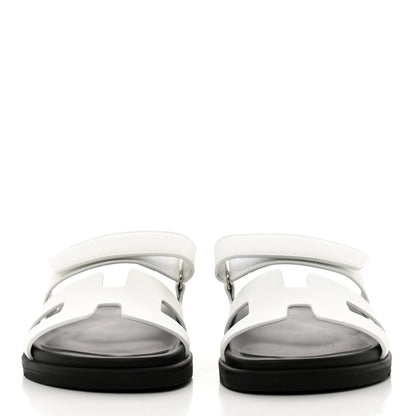 Hermes Calfskin Womens Chypre Sandals 37 White 2 of 9