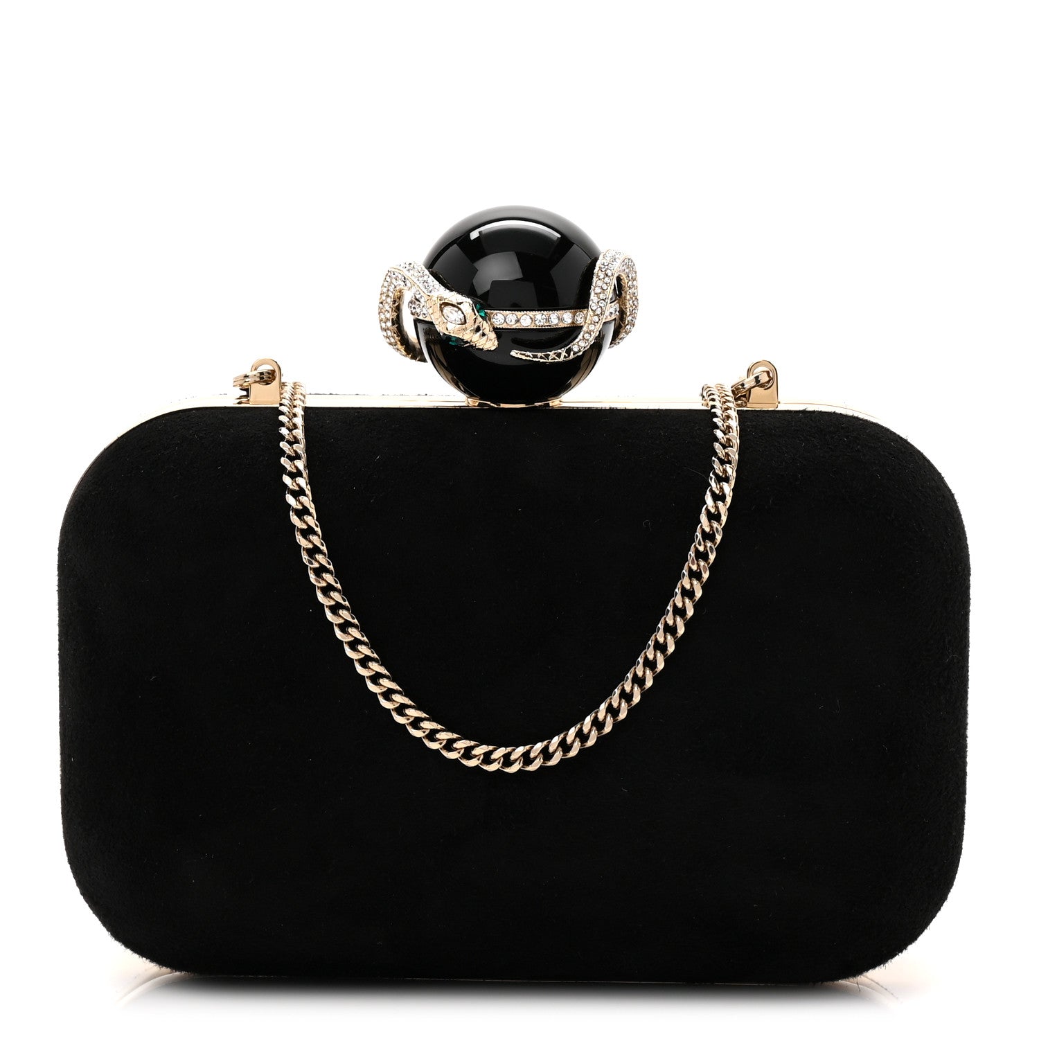 Jimmy Choo Suede Crystal Snake Cloud Clutch Black 1 of 9