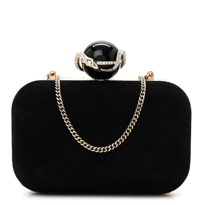 Jimmy Choo Suede Crystal Snake Cloud Clutch Black 1 of 9
