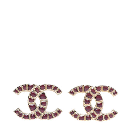Chanel Metal Gripoix Along The Nile Earrings Gold Purple 1 of 4