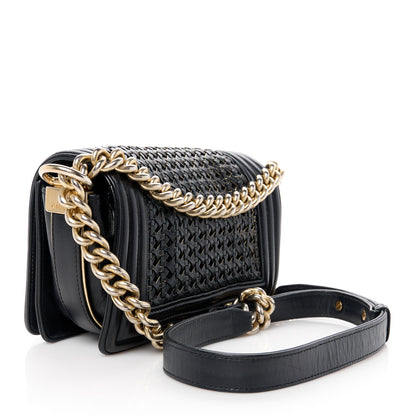 Chanel Sheepskin Braided Small Boy Reverso Flap Black 3 of 10
