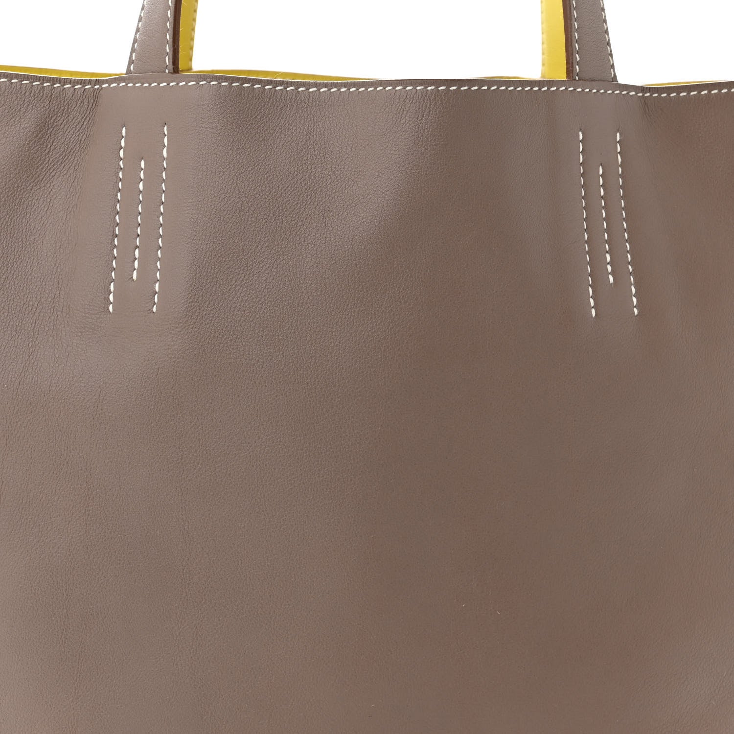 Hermes Veau Sikkim Swift Double Sens 28 Reversible Tote Lime Etoupe 13 of 19