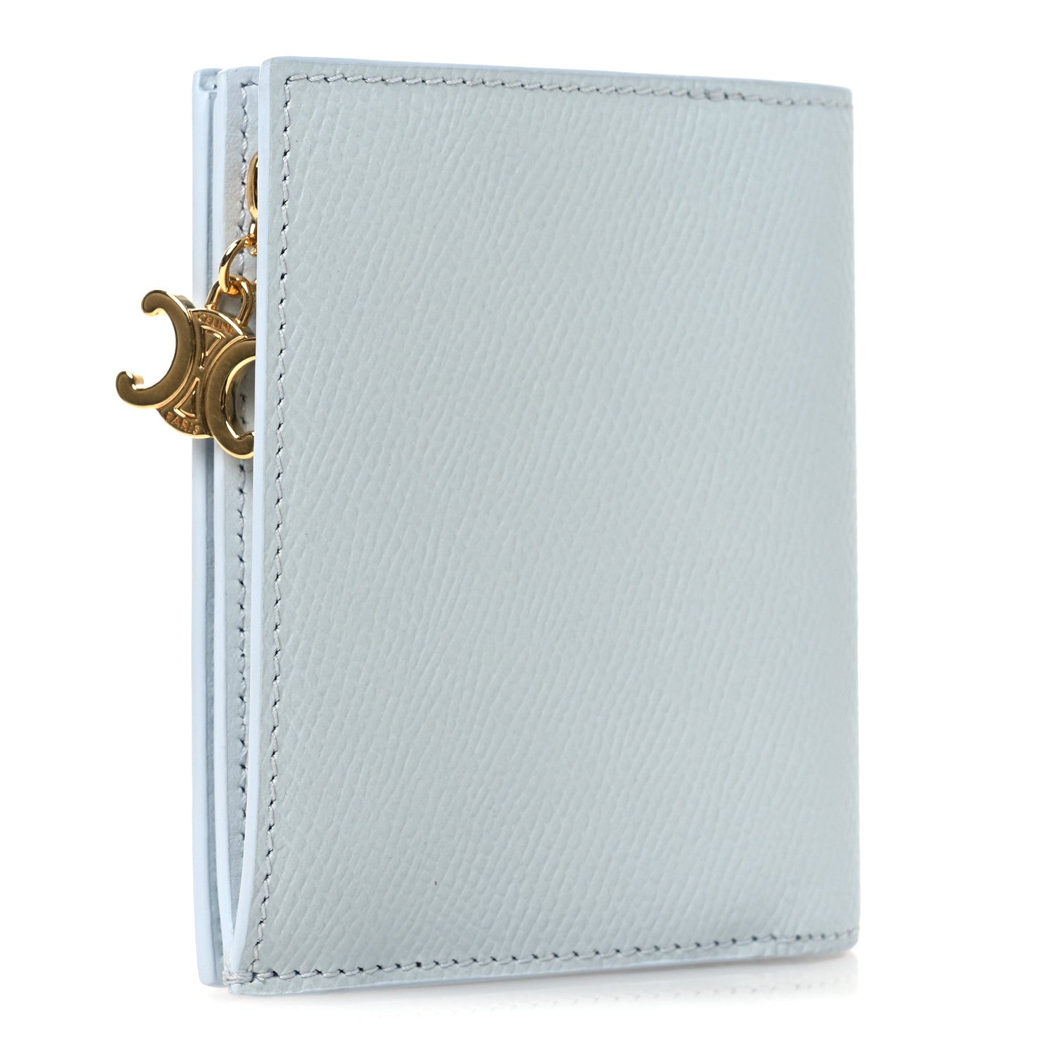 Celine Grained Calfskin Compact Triomphe Charms Wallet Glacier 3 of 6