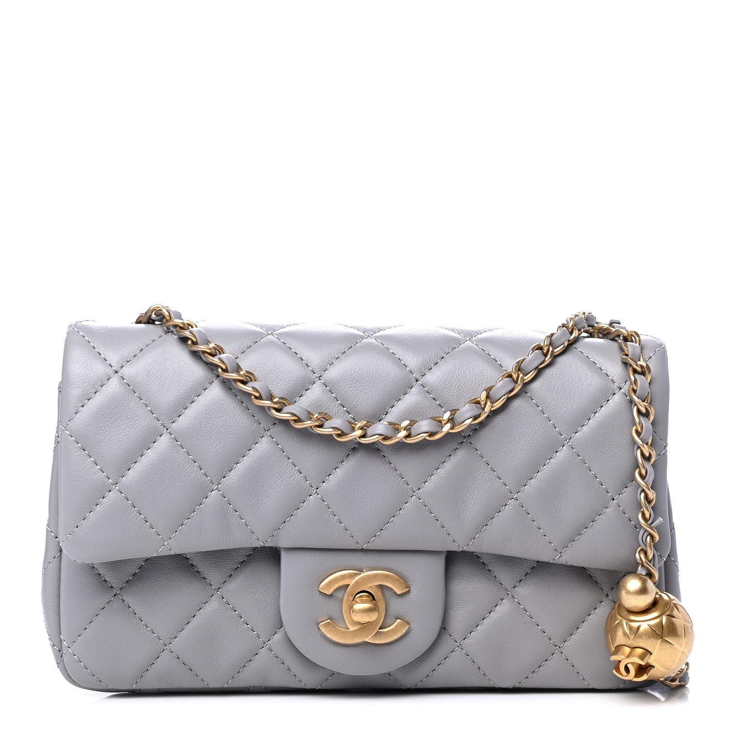 Chanel Lambskin Quilted Mini Rectangular Pearl Crush Flap Grey 1 of 4