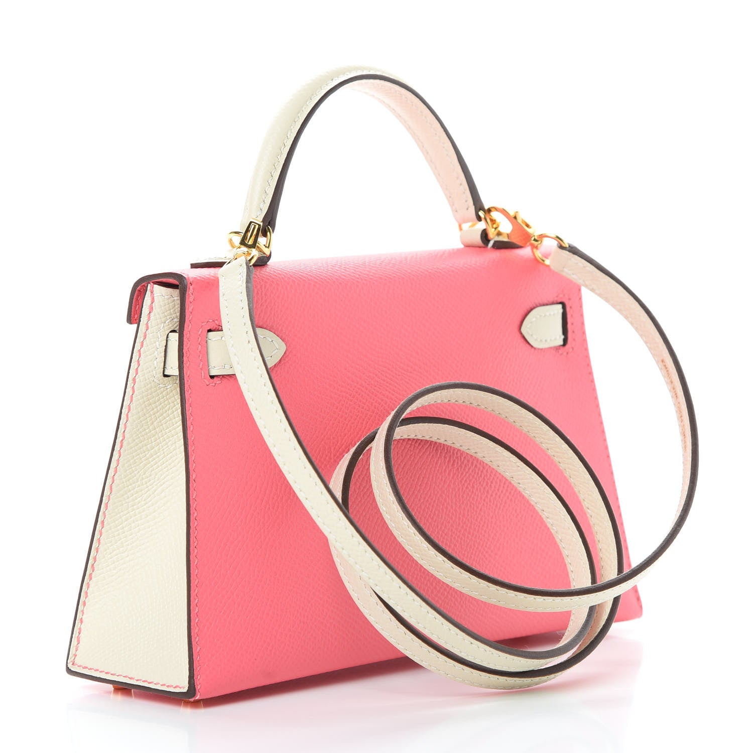 Hermes Epsom Horseshoe Mini Kelly Sellier 20 Rose Azalee Craie 3 of 12