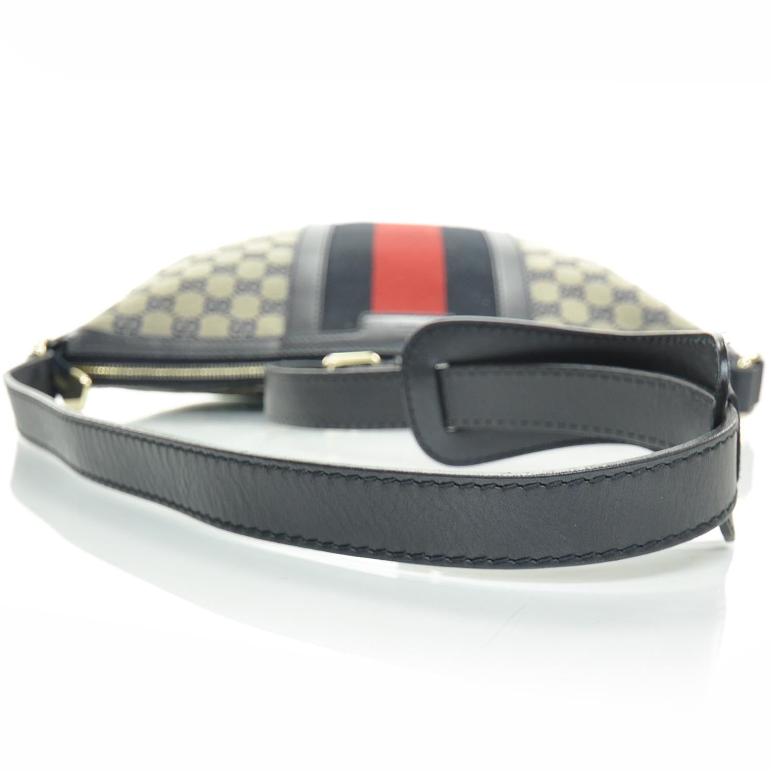 Gucci Monogram Vintage Web Medium Half Moon Hobo Navy 6 of 10