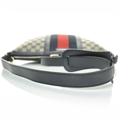 Gucci Monogram Vintage Web Medium Half Moon Hobo Navy 6 of 10