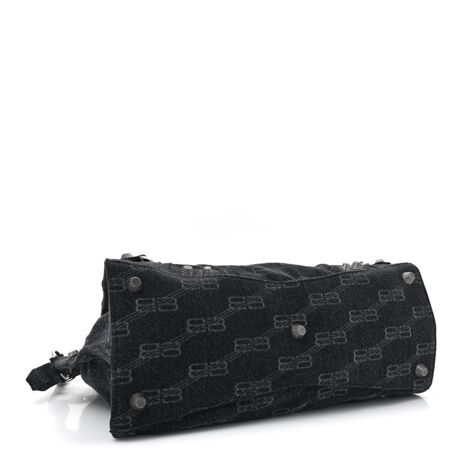 Balenciaga Washed Denim BB Monogram Neo Cagole City Handbag Black 4 of 10