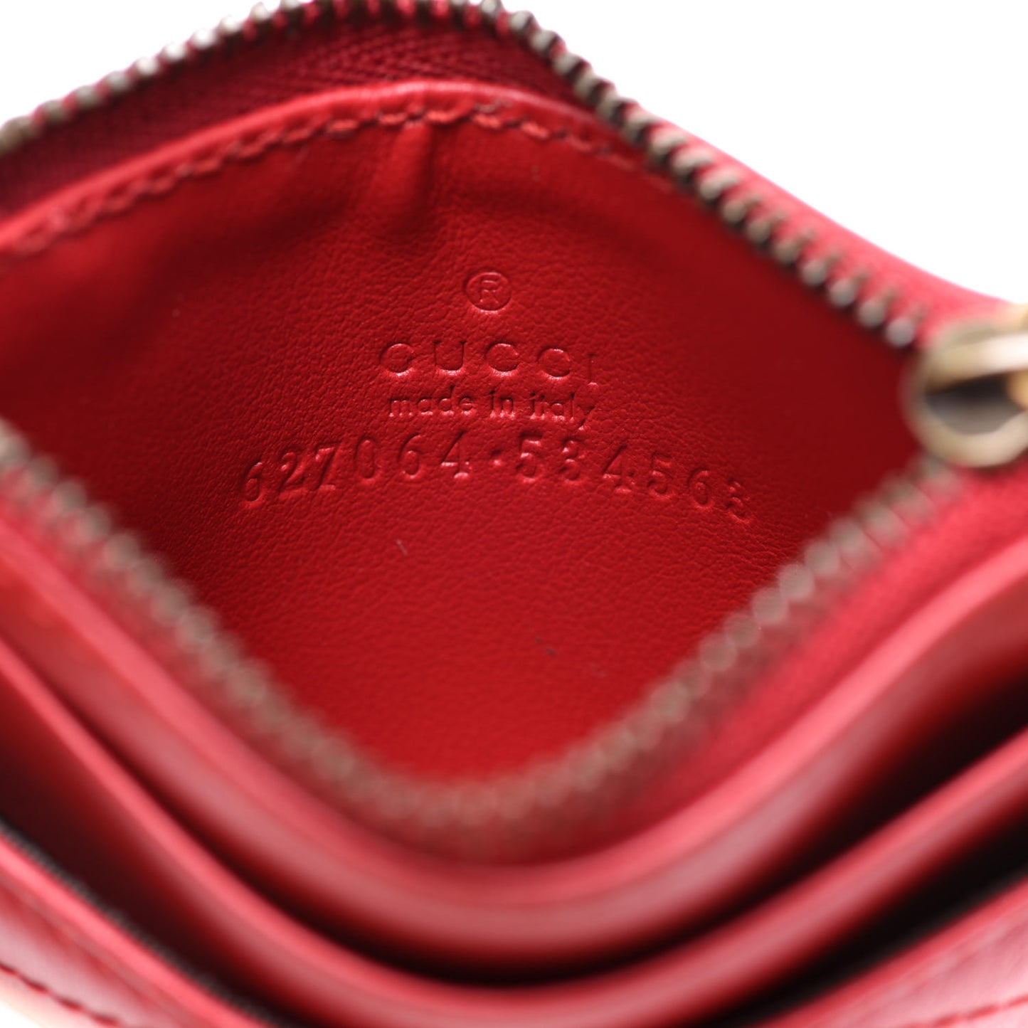 Calfskin Matelasse GG Marmont Key Case Card Holder Hibiscus Red