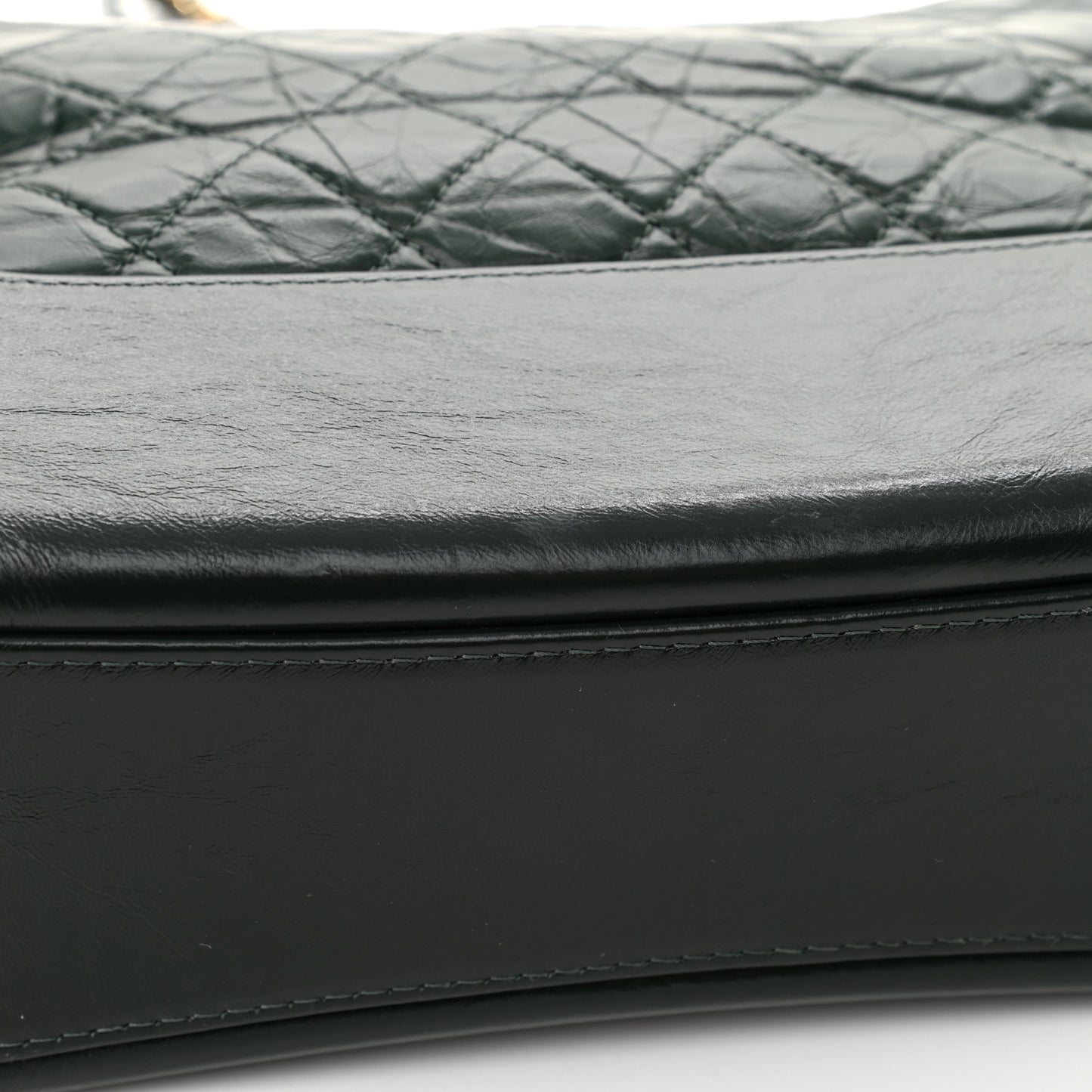 Aged Calfskin Quilted Medium Gabrielle Hobo Dark Green