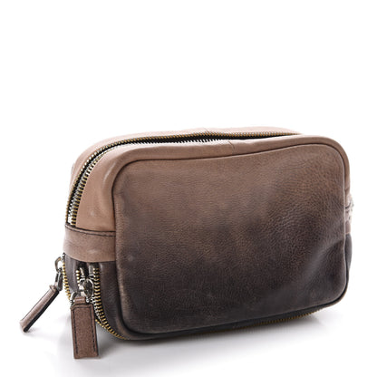 Prada Glace Calfskin Zippers Bow Clutch Ardesia Nudo 3 of 12