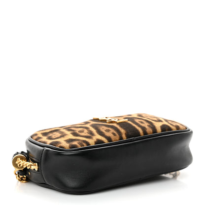 Saint Laurent Canvas Calfskin Leopard Print Monogram Mini Lou Camera Bag Brown 4 of 11