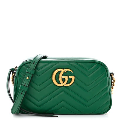 Gucci Calfskin Matelasse Small GG Marmont Chain Shoulder Bag Emerald Green 1 of 11