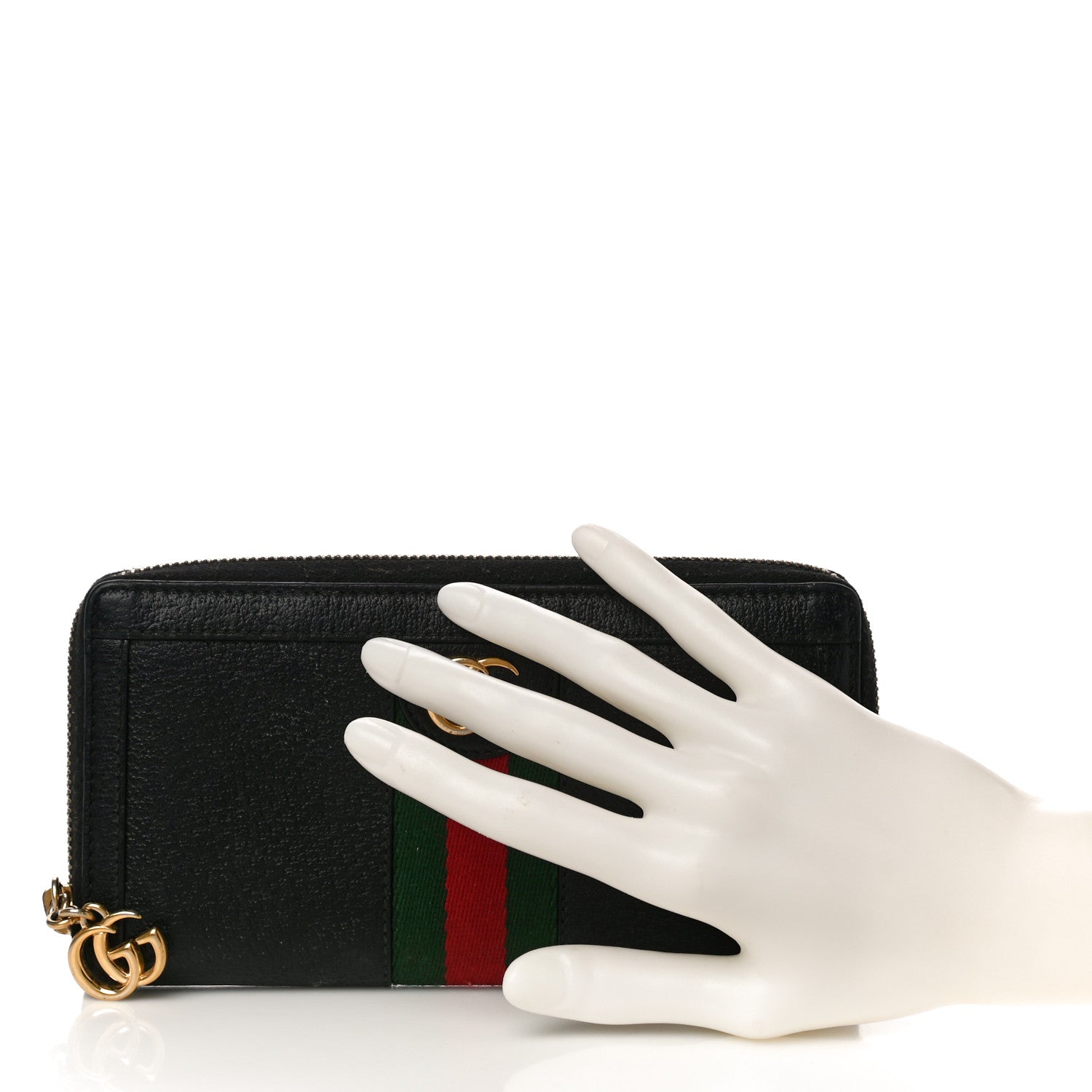Gucci Calfskin Web Ophidia Zip Around Wallet Black 2 of 12