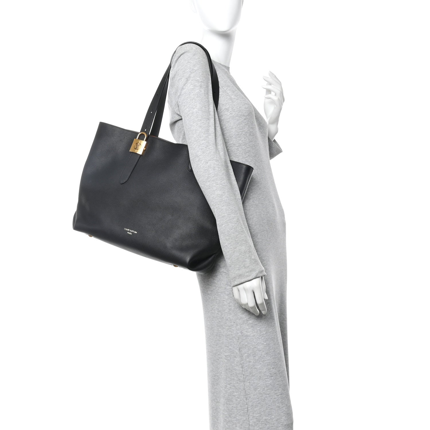 Louis Vuitton Grained Calfskin Low Key Cabas MM Black 2 of 9