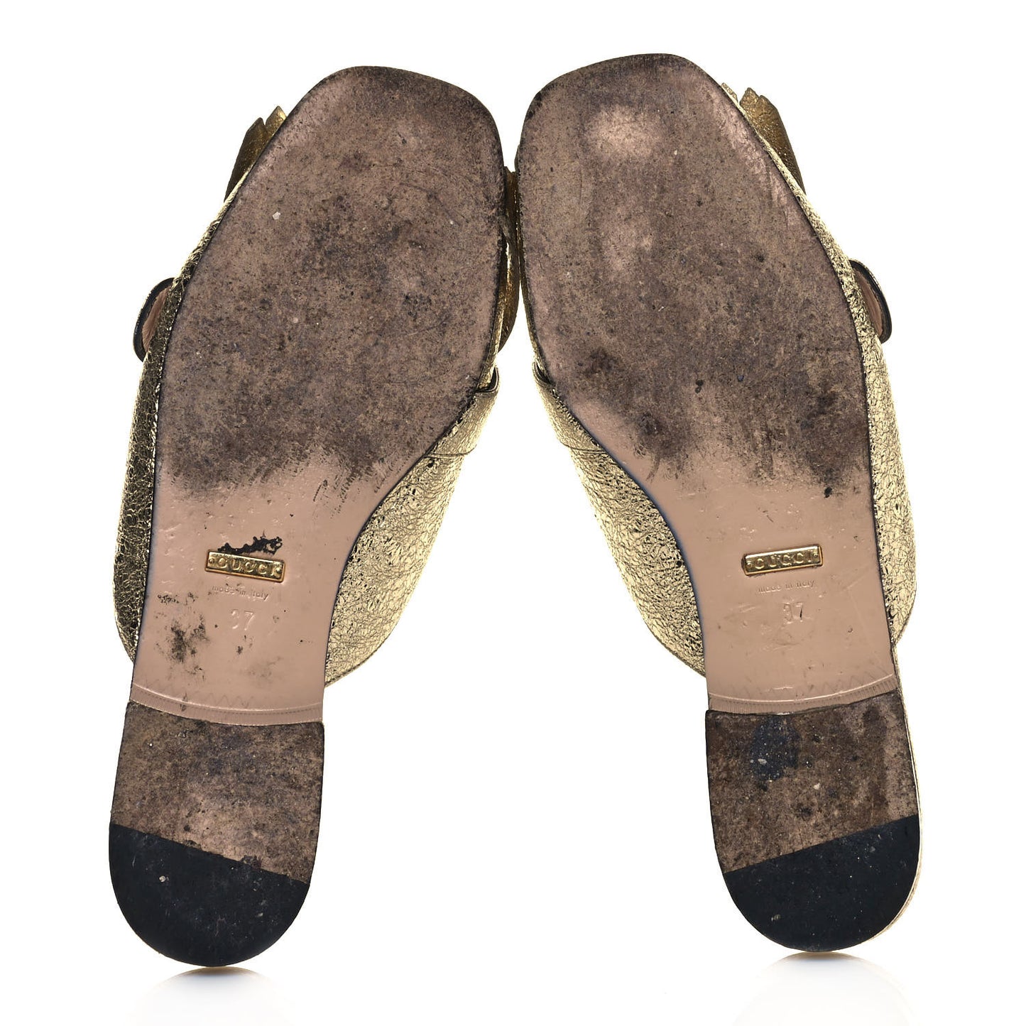 Galassia Womens GG Marmont Fringe Slippers 37 Platino