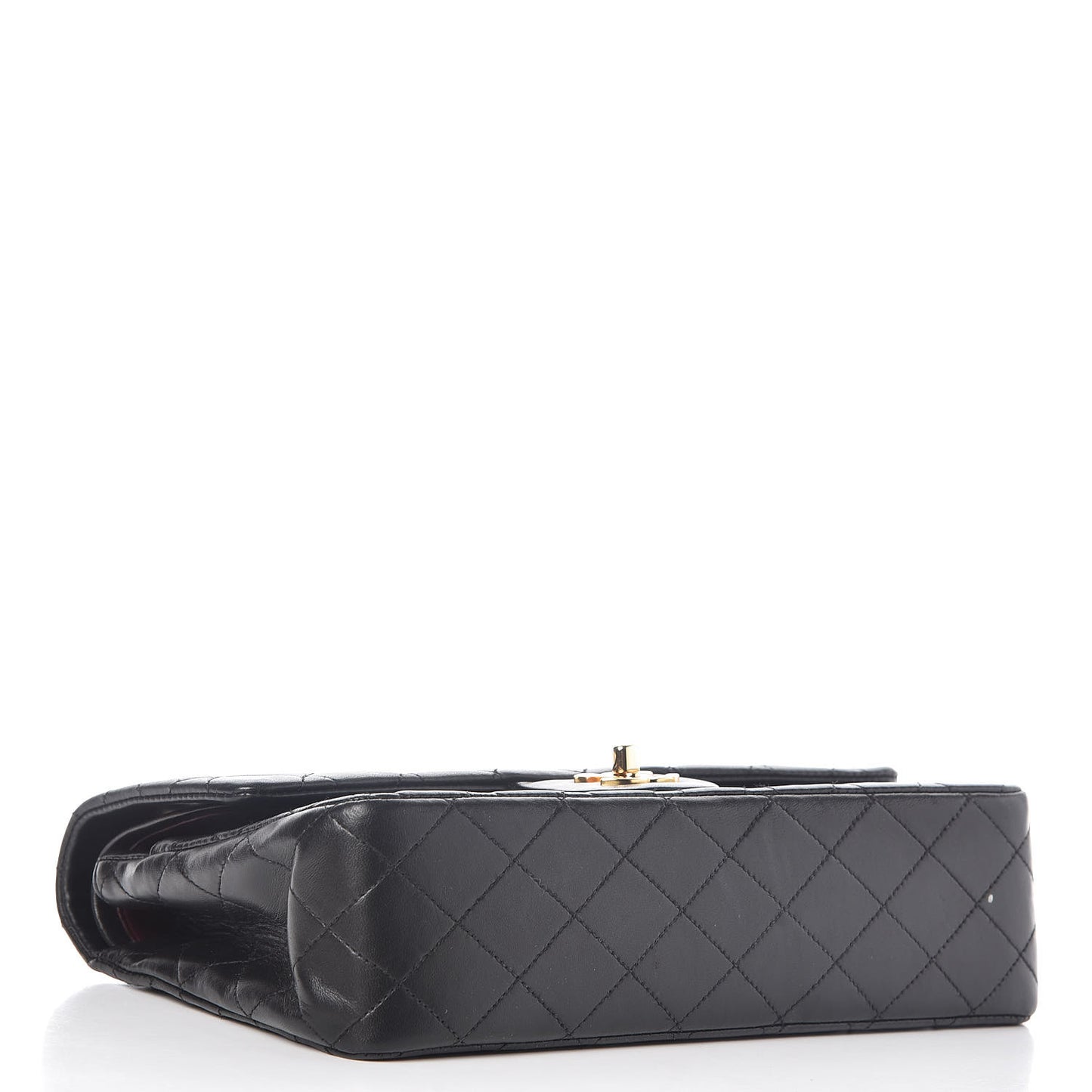 Lambskin Quilted Medium Double Flap Bag Black