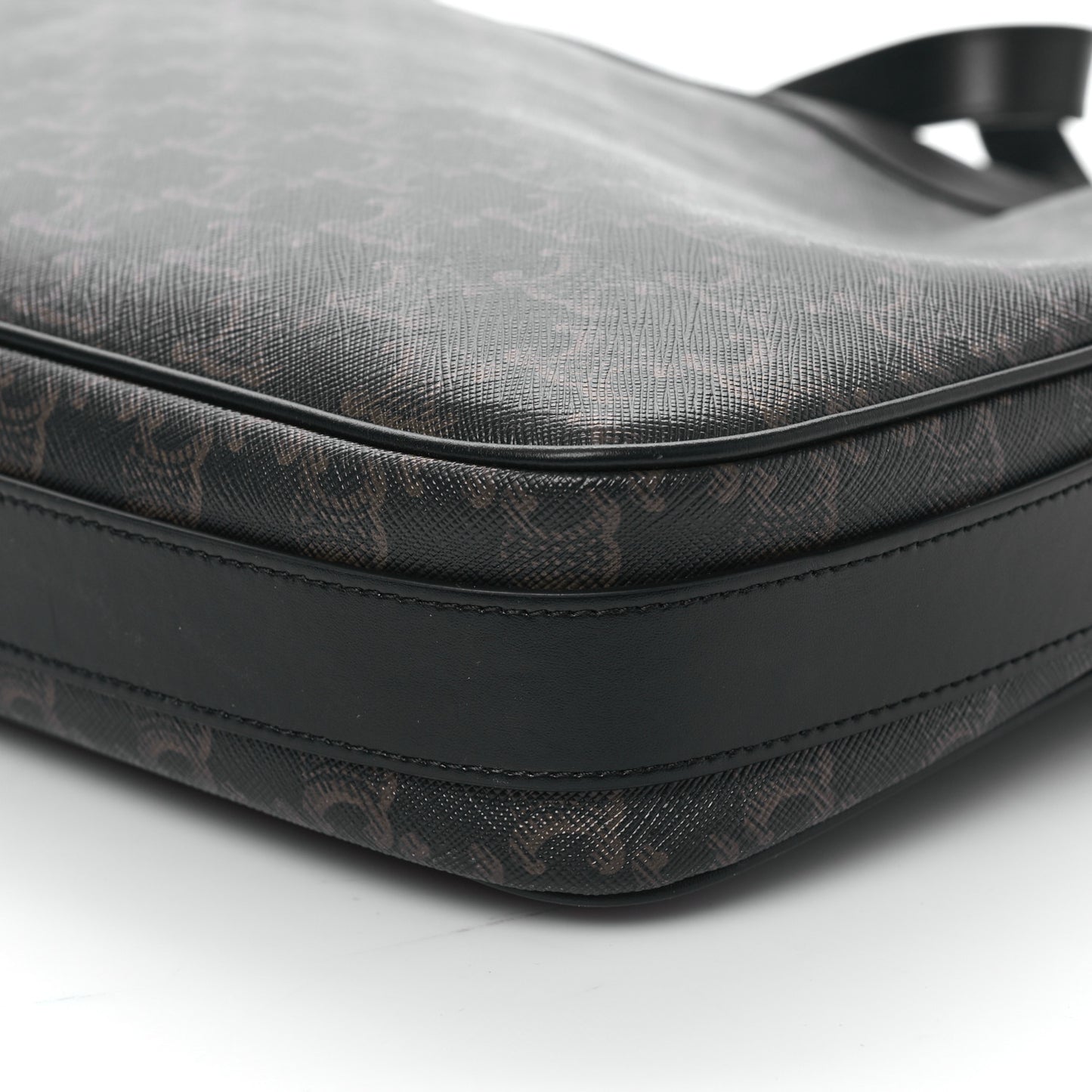 Triomphe Canvas Calfskin Large Romy Shoulder Bag Black