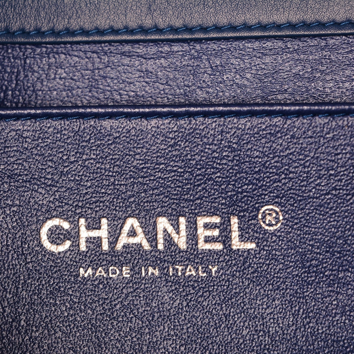 Patent Quilted Clutch with Chain Flap Blue
