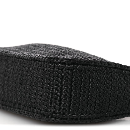 Prada Yarn Raffia Effect Crochet Re-Edition 2005 Shoulder Bag Black 11 of 12