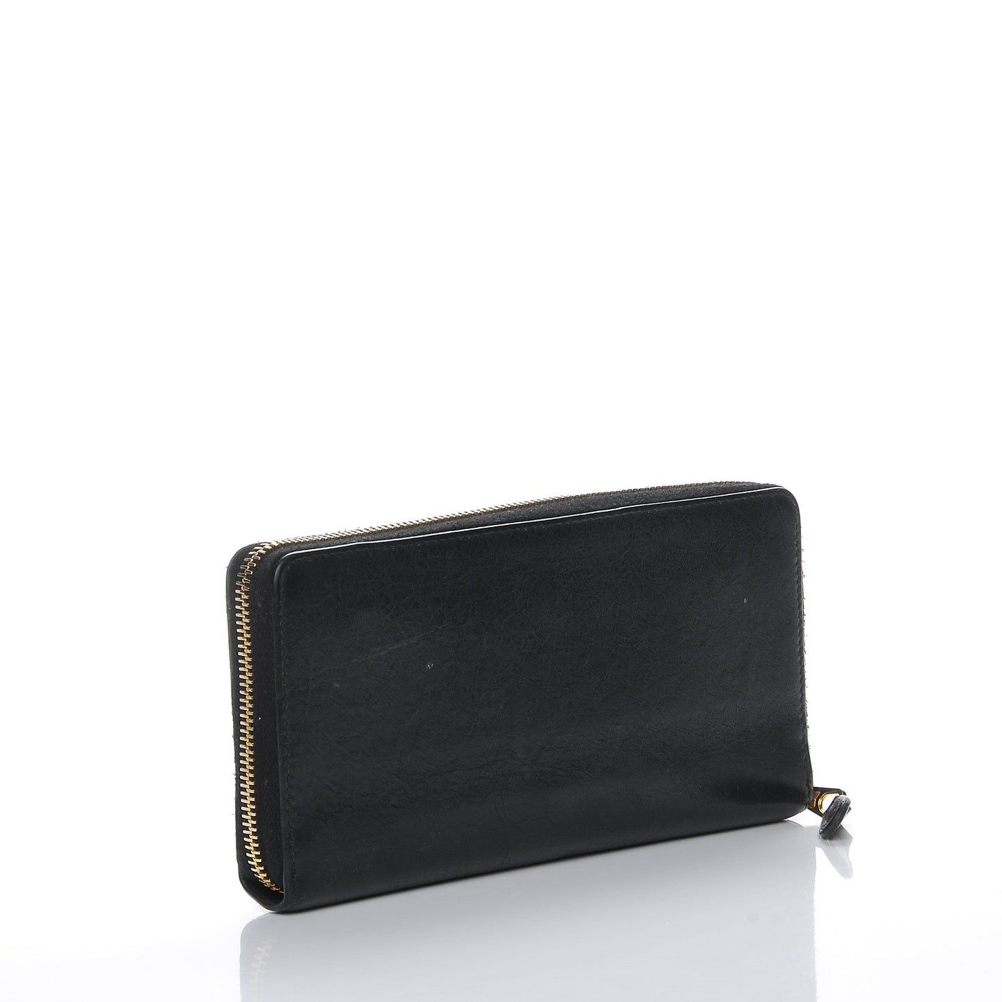Agneau Giant 12 Gold Hardware Continental Zip Around Wallet Black