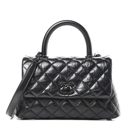 Chanel Aged Calfskin Quilted Mini Coco Handle Flap So Black 1 of 11