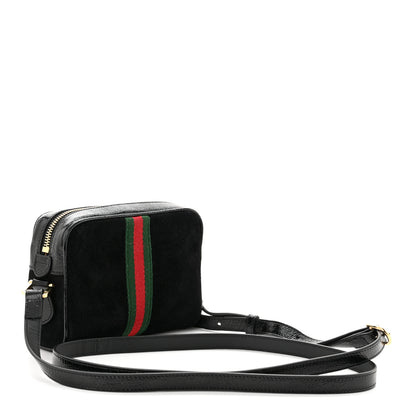 Gucci Suede Patent Web Mini Ophidia Shoulder Bag Black 3 of 11