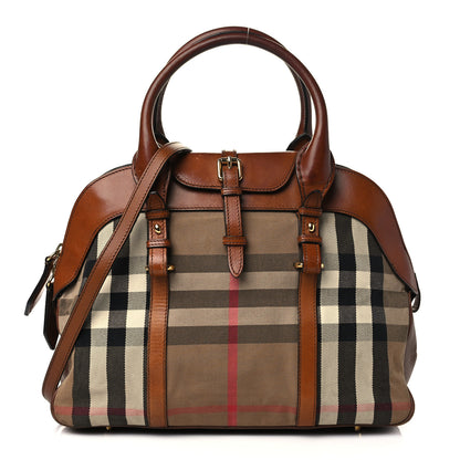 Burberry Calfskin House Check Satchel Tan 1 of 10
