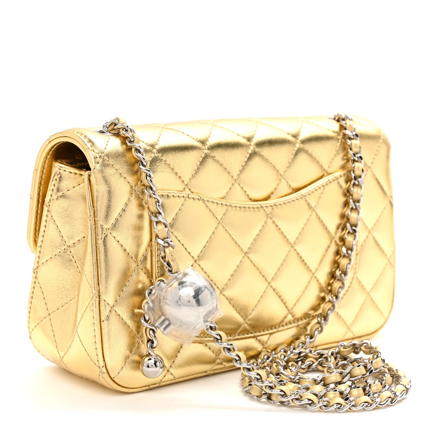 Chanel Metallic Lambskin Quilted Mini Rectangular Pearl Crush Flap