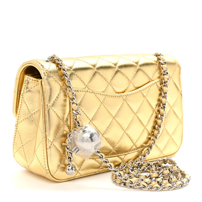 Chanel Metallic Lambskin Quilted Mini Rectangular Pearl Crush Flap  Gold 3 of 11