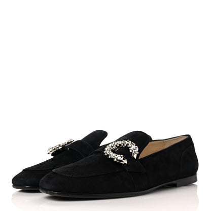 Jimmy Choo Suede Crystal Mani Flat Loafer 35 Black 3 of 12