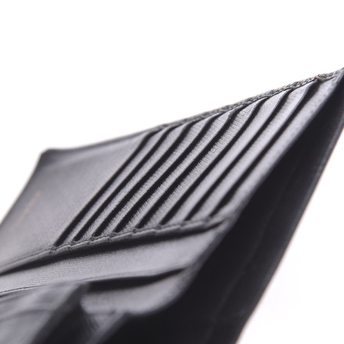 Grained Calfskin CC Button Yen Wallet Black