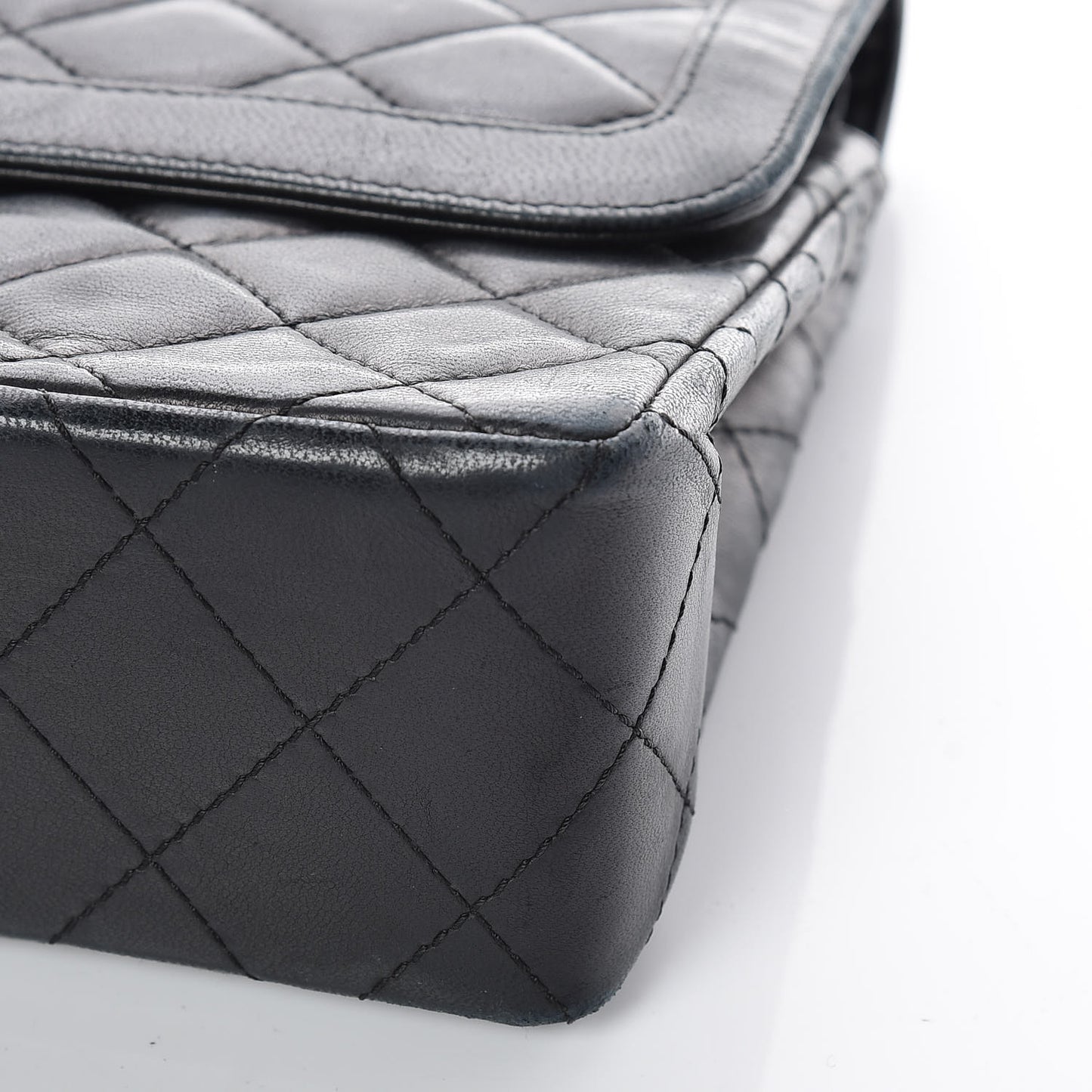 Lambskin Quilted Medium Double Flap Black