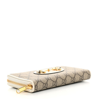 Gucci GG Supreme Monogram Azalea Calfskin Horsebit 1955 Zip Around Wallet Beige Ebony Mystic White 4 of 10