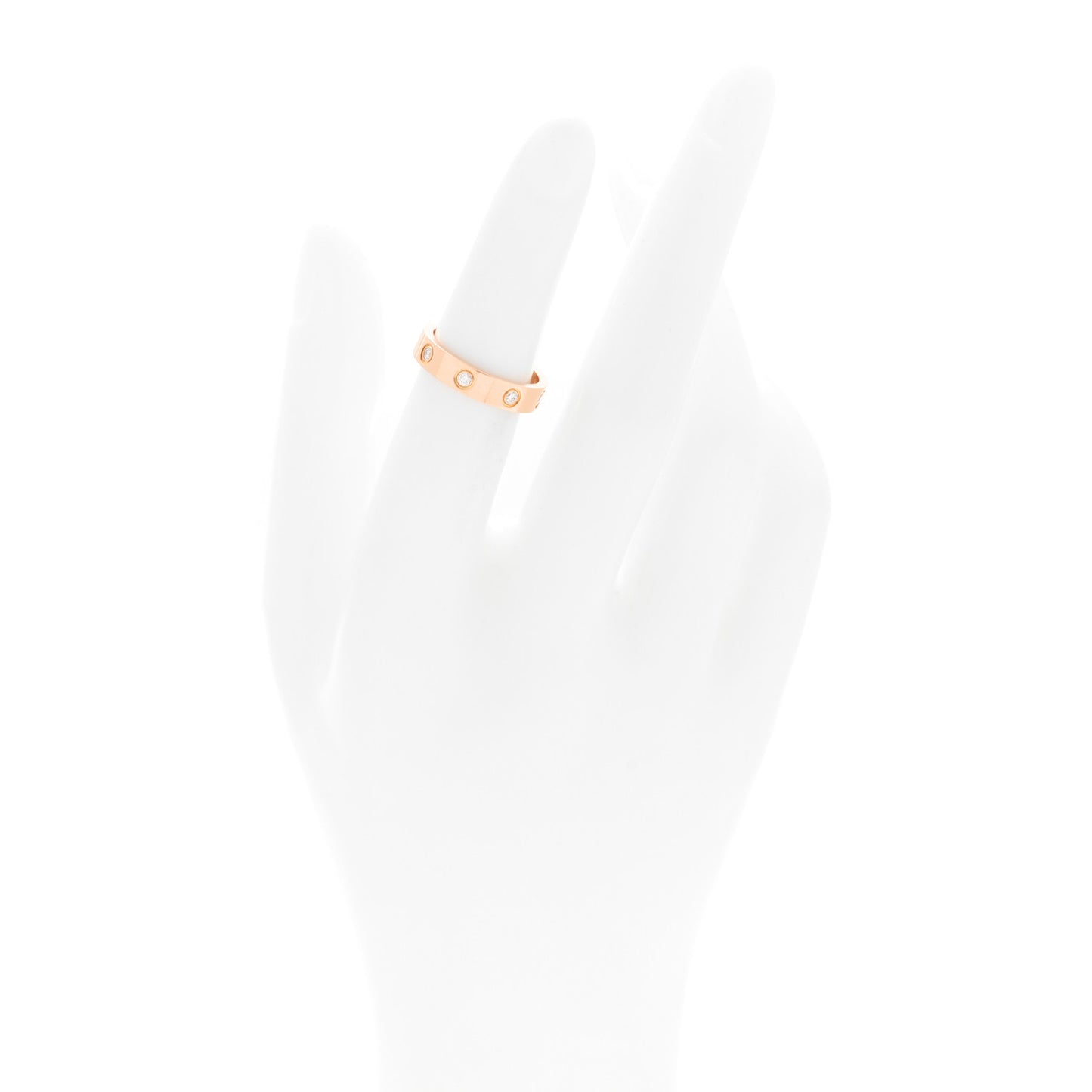 18K Pink Gold 8 Diamond 4mm LOVE Wedding Band Ring 49 5