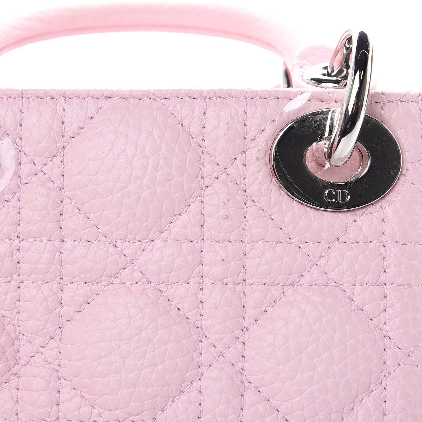 Grained Calfskin Cannage Nano Lady Dior Rose Clair