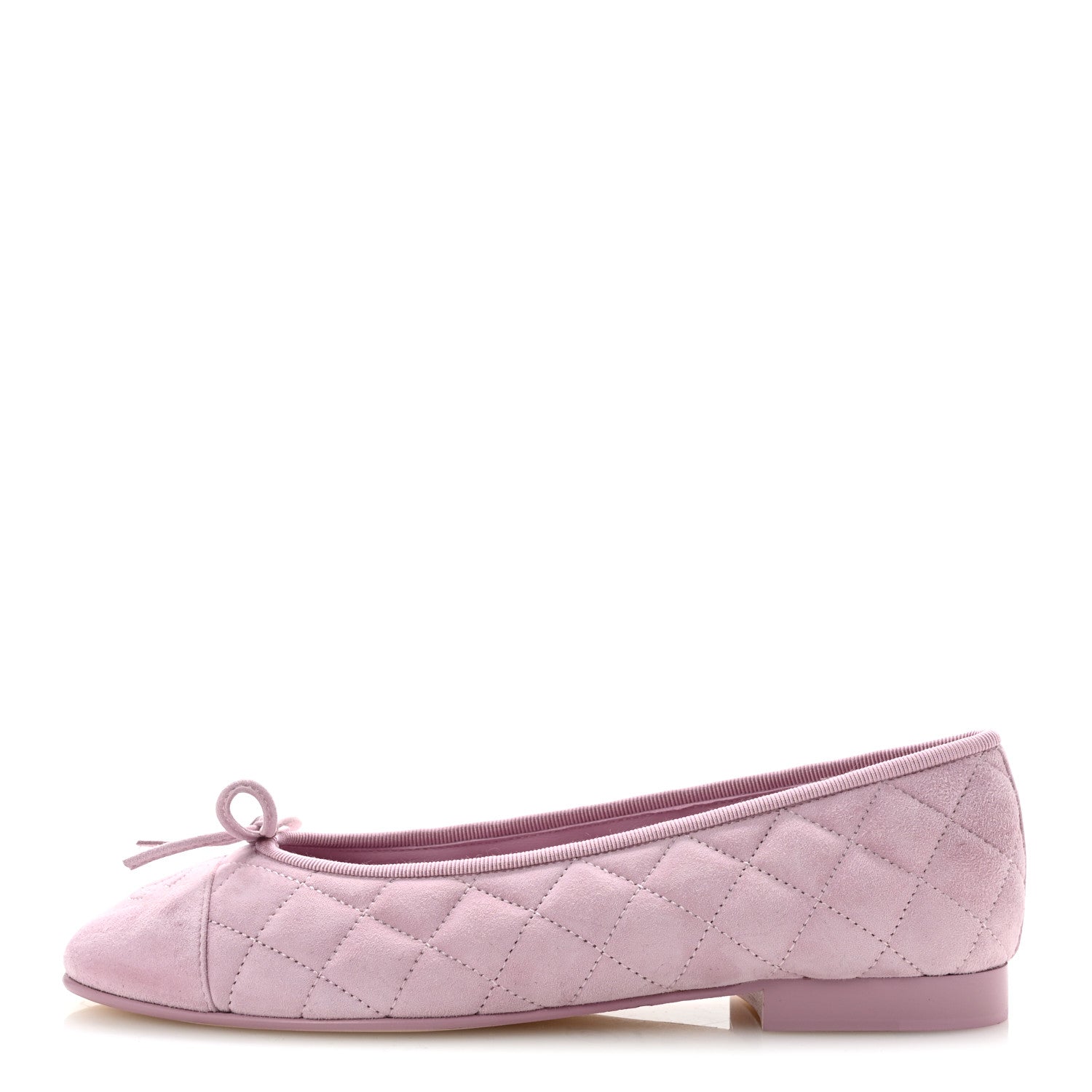 Chanel Suede Kidskin Quilted Cap Toe CC Ballerina Flats 38.5 Light Pink 1 of 10