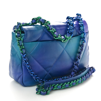 Chanel Tie Dye Calfskin Quilted Medium Chanel 19 Flap Blue Purple 3 of 10