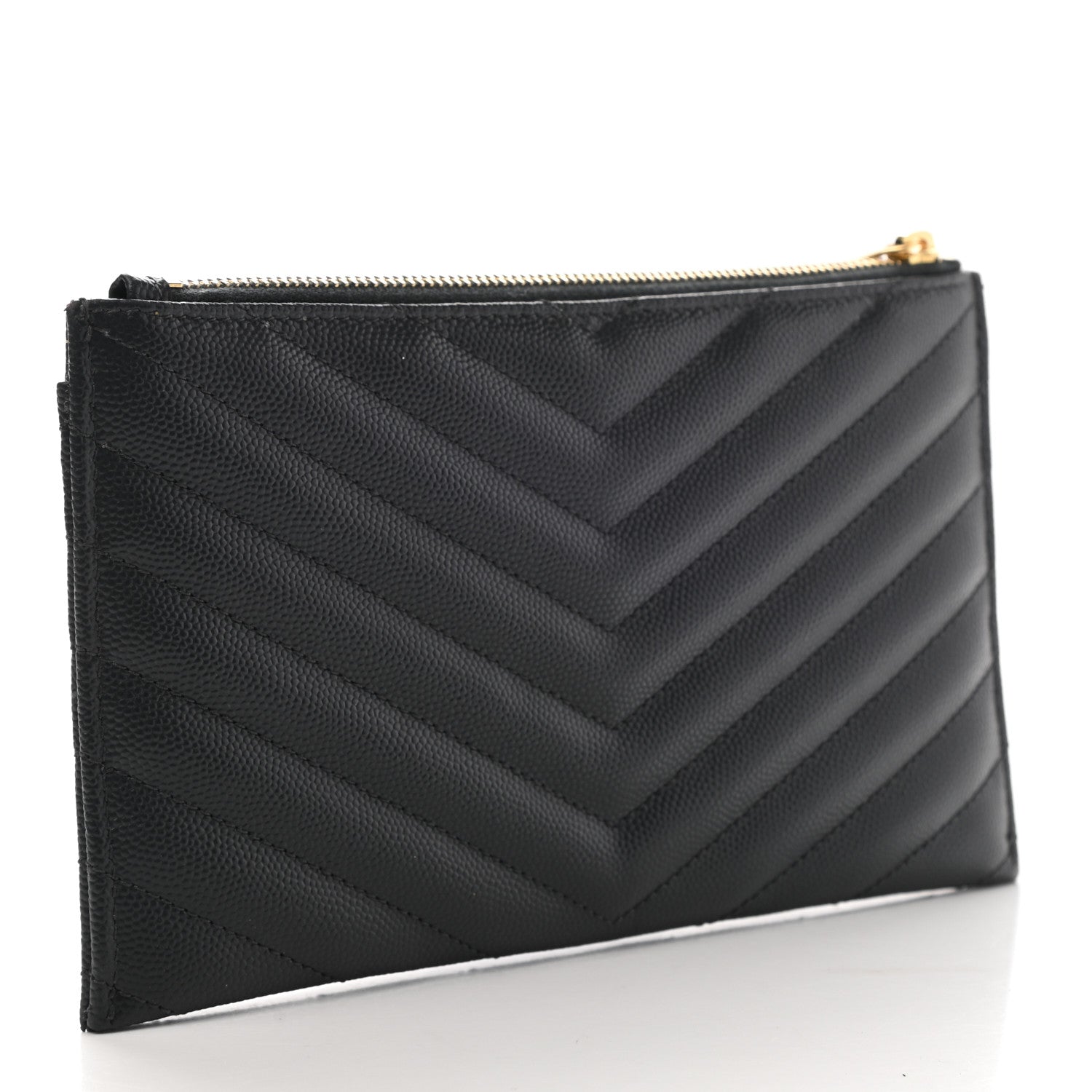 Saint Laurent Grain De Poudre Chevron Monogram Bill Pouch Storm 3 of 6