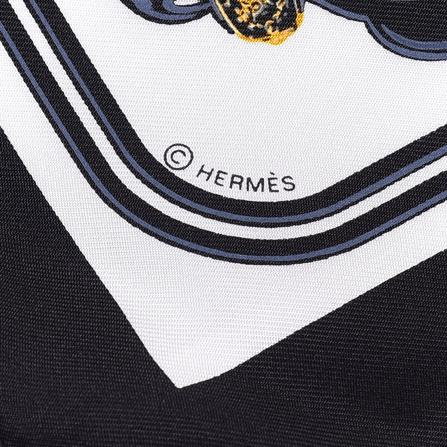 Hermes Silk Brides de Gala Nano Scarf 20 Black White Or 3 of 4