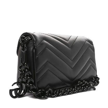 Gucci Calfskin Matelasse Monochrome GG Marmont Chain Belt Bag Black 3 of 10