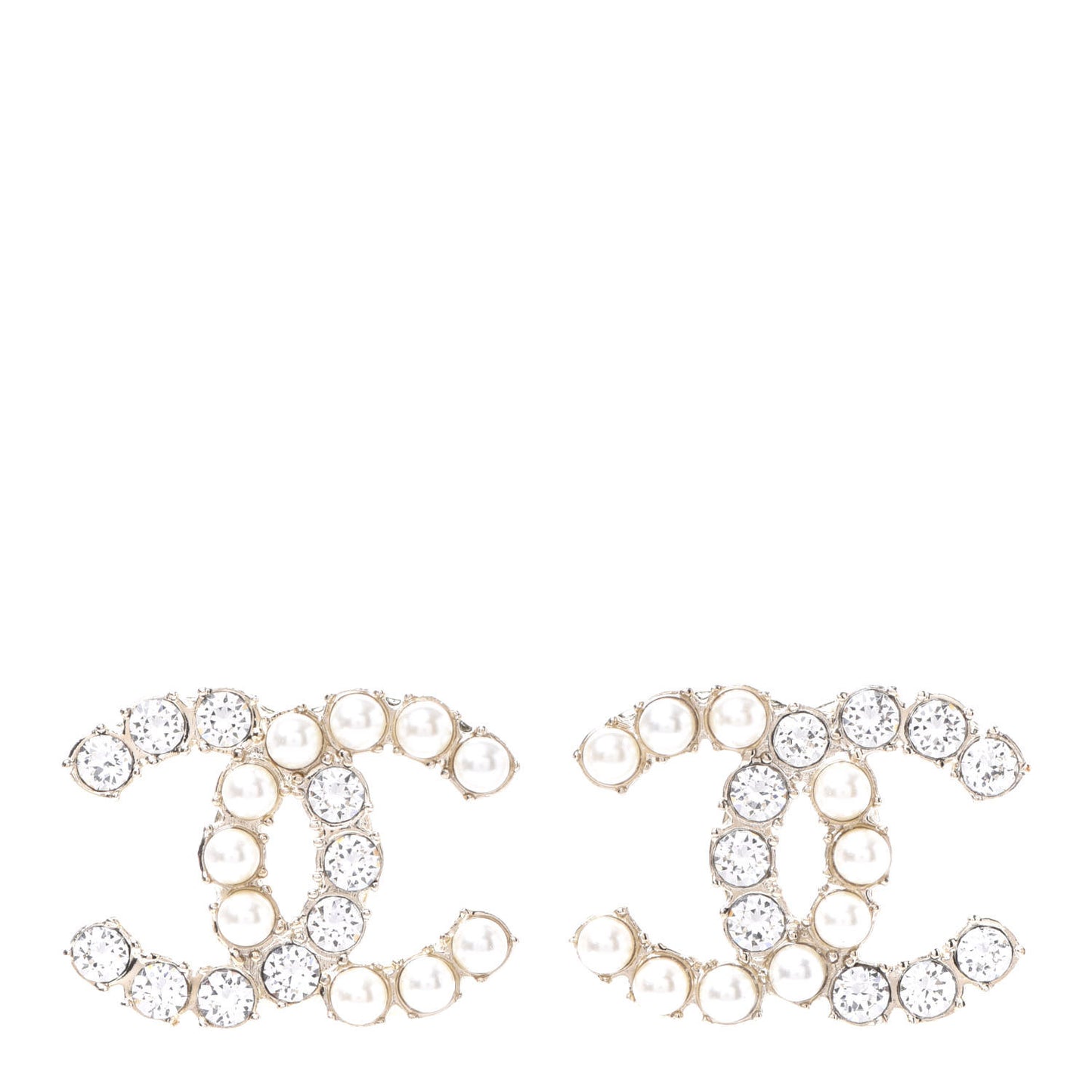 Crystal Pearl CC Dazzling Domino Earrings Gold