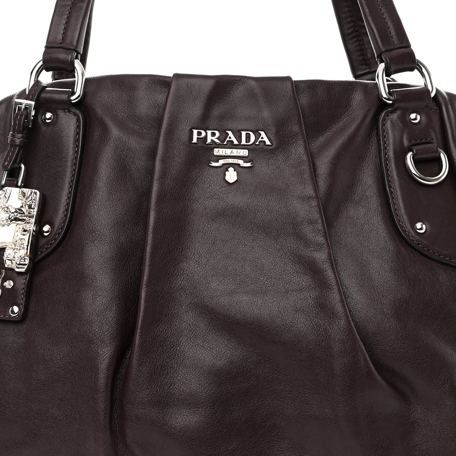 Prada Soft Calfskin Shopping Tote Prugna 7 of 10