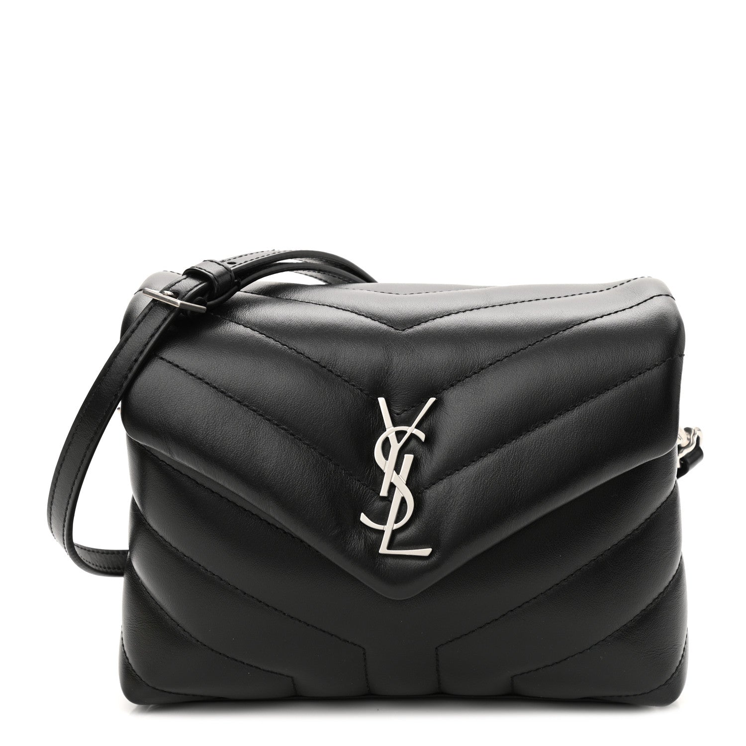Saint Laurent Calfskin Y Quilted Monogram Toy Loulou Crossbody Bag Black 1 of 12