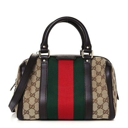 Gucci Monogram Vintage Web Small Boston Dark Brown 1 of 14