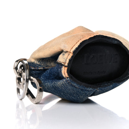 Loewe Denim Calfskin Elephant Coin Purse Bag Charm Key Holder Blue Multicolor 5 of 15