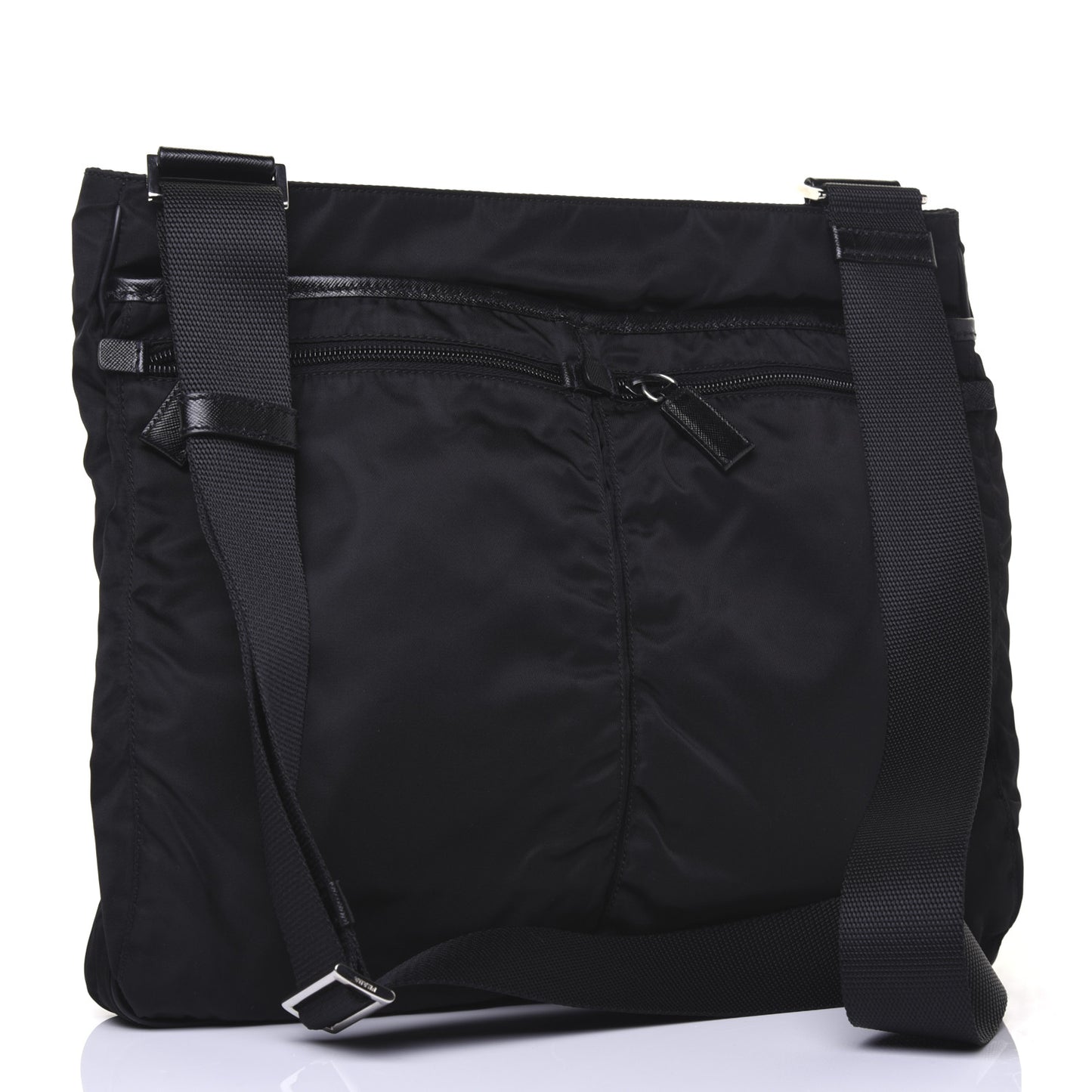 Nylon Flat Messenger Bag Black