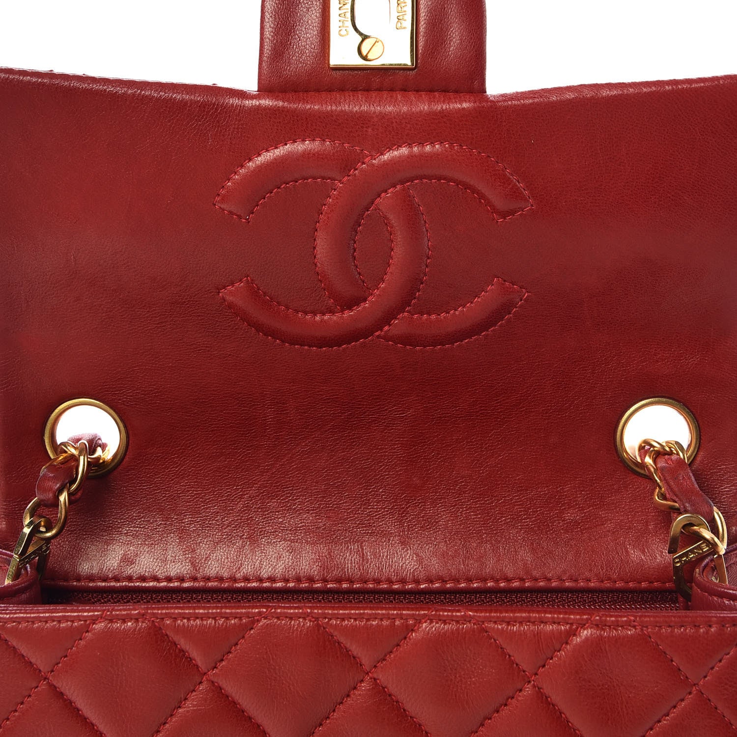 Chanel Lambskin Quilted Mini Square Flap Red 9 of 16